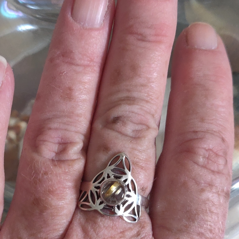 Golden Rutile Sterling Silver Ring - Picture 4 of 7